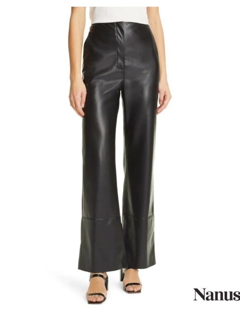 Nanushka Ryan Black Faux Leather Wide-Leg Pants